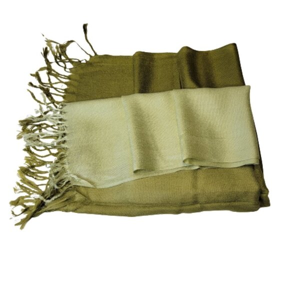 NEW Olive Green Graduating Color Scarf Viscose Shawl - Picture 5 of 7